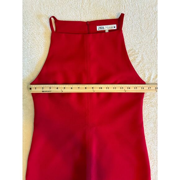 ZARA Dress Size Small Red Halter Bodycon Mini Dress - Picture 9 of 9